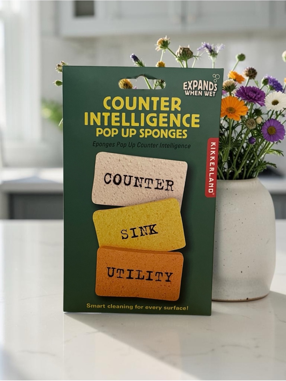 Kikkerland Pop Up Kitchen Sponges - pack of 3